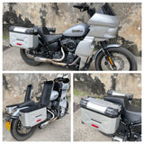 Pan America Style's Aluminum Side Top Cases Rear Luggage Tail Box W/Mount Bracket To Harley Street Bob FXBB Standard FXST 18-24 - pazoma