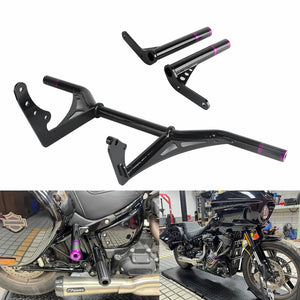 Front Highway Engine Guard Crash Bar Rear Saddlebag Guards Frame Slider For Harley Softail Low Rider ST 117 FXLRST 2022-2024 - pazoma