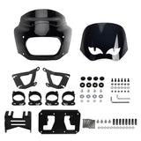 Headlight Fairing Windshield w/Baja Designs Dual LP4 Lighting Bracket Mounting Kit For Harley Softail M8 Fat Bob 114 FXFB FXFBS - pazoma