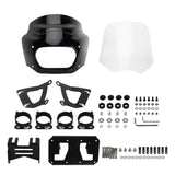 Headlight Fairing Windshield w/Baja Designs Dual LP4 Lighting Bracket Mounting Kit For Harley Softail M8 Fat Bob 114 FXFB FXFBS - pazoma