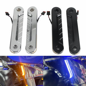 LED Flush Fork Turn Signals W DRL Day Running Light For Harley Touring Road King Special FLHRXS FLHR CVO FLHRSE 2014-2024 - pazoma