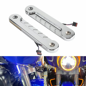 LED Flush Fork Turn Signals W DRL Day Running Light For Harley Touring Road King Special FLHRXS FLHR CVO FLHRSE 2014-2024 - pazoma