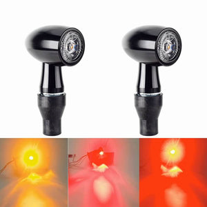 Mini Bullet 3 in 1 Rear LED Turn Signal Indicators w/Brake Tail Light 2 in 1 Front Blinker w/DRL For Harley Chopper Bobber Cafe Race - pazoma