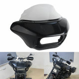 Shark Club Style Headlight Fairing Front Mask with 9" Windshield For Harley Softail M8 Fat Bob FXFB 114 FXFBS 2018-2024 - pazoma