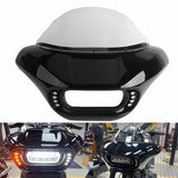 Club Style Headlight Shark Fairing Front Mask w/Daytime Running Lights & Turn Signals For Harley Softail M8 Fat Bob FXFB 114 FXFBS - pazoma