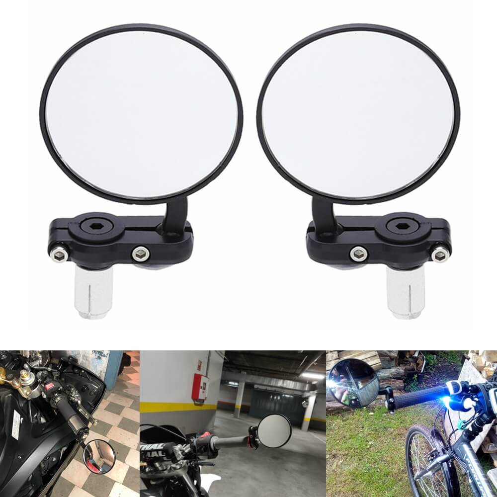Motorcycle Universal Aluminum Round Rear View Handle Bar End Mirrors f –  pazoma