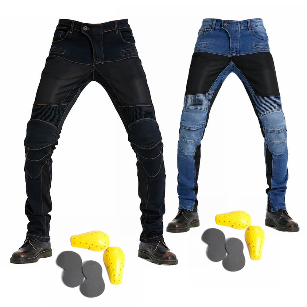 Men's Motorcycle Riding Pants Denim Jeans Protect Pads Equipment with Knee  and Hip Armor Pads VES6 (Black, S=28) : : Automotive