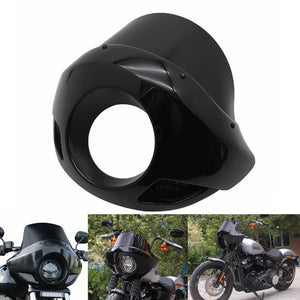 Black Standard Short Touring Sport Fairing Windshield For Harley Sportster Dyna Softail 35 39 41 49mm forks 5.75" Headlight - pazoma