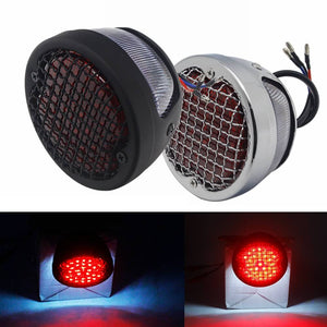 Grid Style Retro Motorcycle 12V LED Taillight W/License Light For Harley Chopper Cafe Racer Bobber Custom Brake Stop Tail Light - pazoma