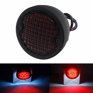 Grid Style Retro Motorcycle 12V LED Taillight W/License Light For Harley Chopper Cafe Racer Bobber Custom Brake Stop Tail Light - pazoma