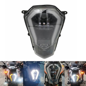 LED Headlight Assembly With Angel Eyes DRL Turn Signal Light Replace Headlamp For KTM Duke 390 250 200 125 2011-2019 - pazoma