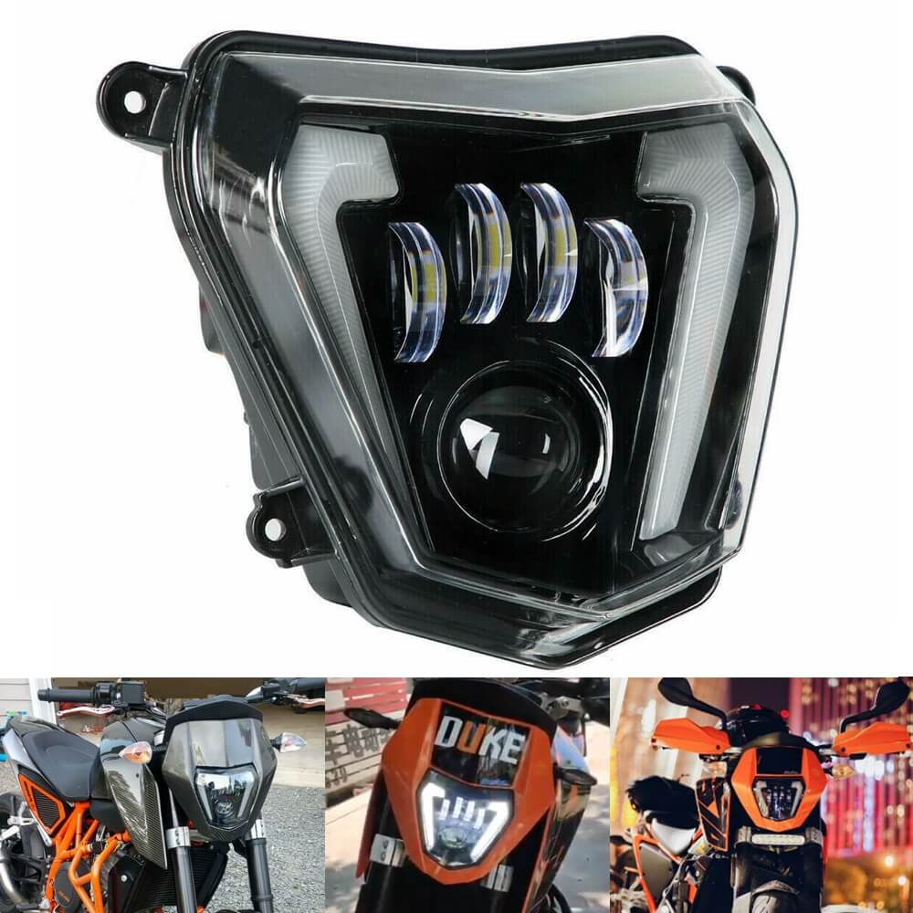 LED Headlight Assembly Angel Eyes DRL For KTM Duke 690R 690 W/ Day Running  Light