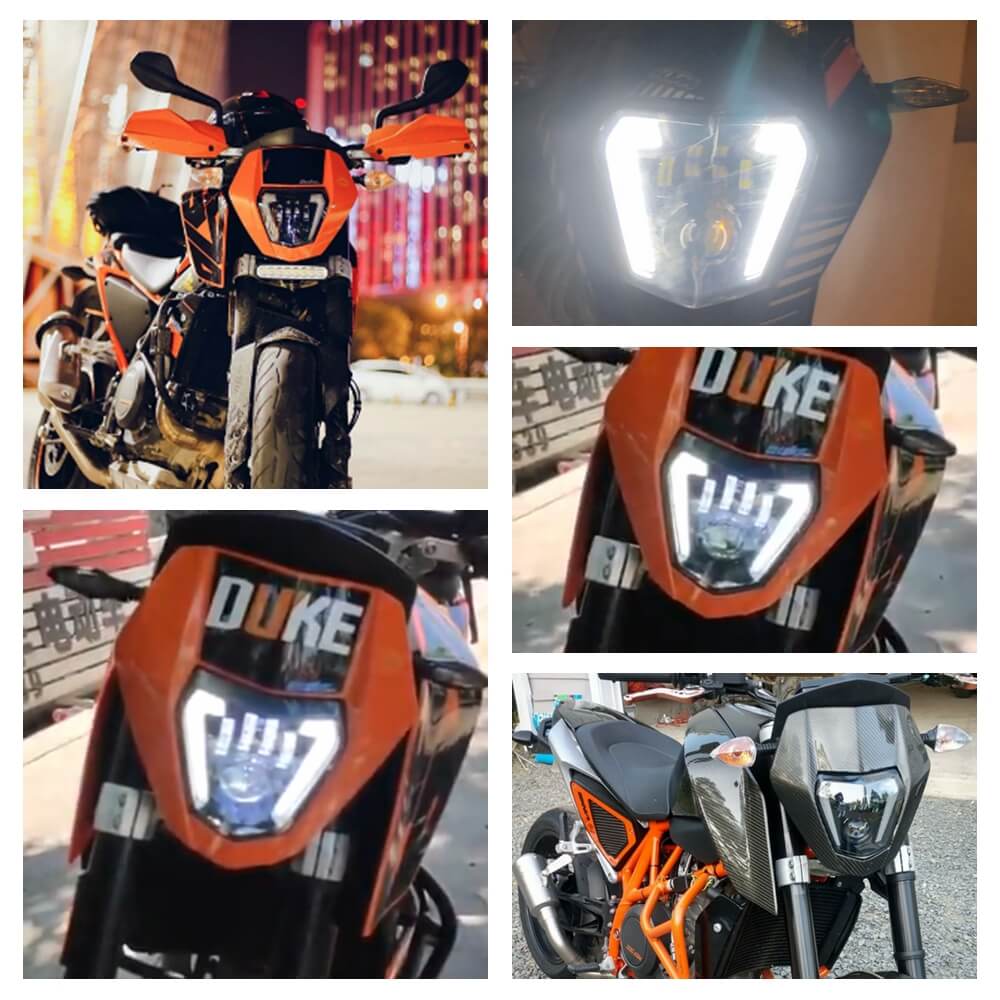 LED Headlight Assembly Headlamp with Day Running Light Angel Eyes DRL for KTM Duke 690 690R 2012-2019