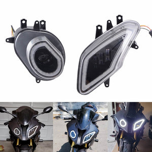 LED Headlight Headlamp Assembly with Daylight Running Light DRL for BMW S1000RR HP4 2009-2014 "plug & play" Brighter than stock - pazoma