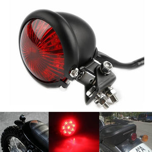 Motorcycle Custom Streetfighter LED Bates Rear Stop Tail Light Black Red Lens Chrome Bobber Cafe Racer Retro Vintage Chopper - pazoma