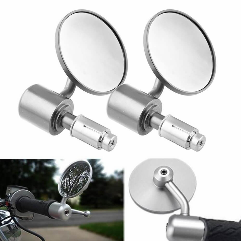 Motorcycle Universal Aluminum Round Rear View Handle Bar End Mirrors f –  pazoma