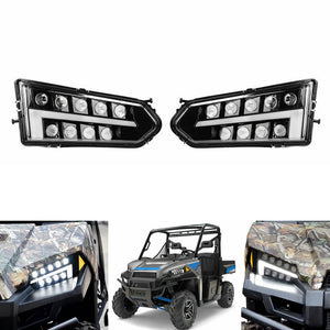 Polaris Ranger 1000 900 570 500 499 XP Diesel Crew 48V EV MD ETX EFI EPS LTN HST BRUTUS Pro XD LED Headlight Assembly Front Head Lamp w DRL 2013-2020 - pazoma