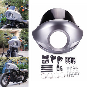 Standard Short Touring Sport Headlight Fairing Windshield For Harley Davidson XL FXD FXR FXBB Adjustable clamp 35mm-49mm forks - pazoma