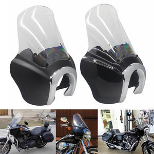 Clear Quarter Black Fairing Kit For Harley Dyna Super Glide T-Sport FXDXT FXR w/ Chrome Trim Bezel Headlight Relocation Block - pazoma